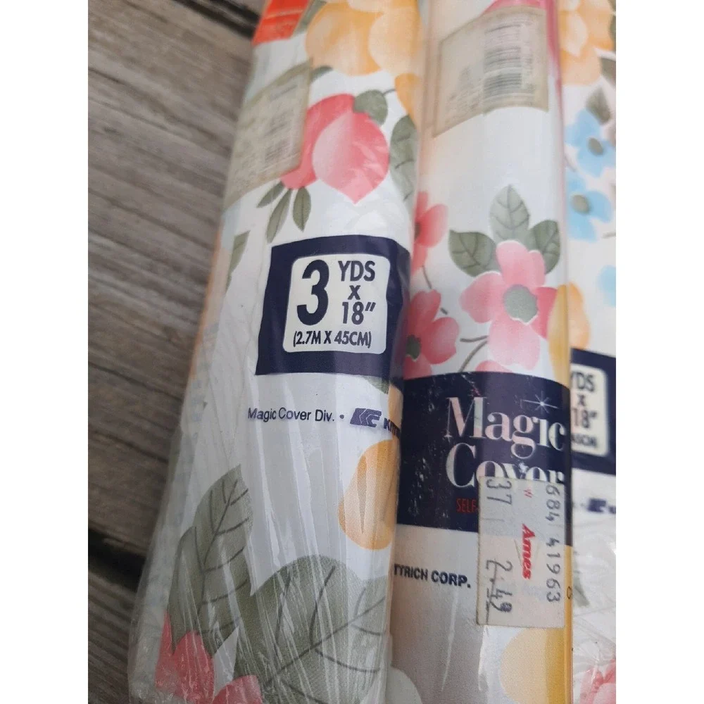 Vintage 5pc Magic Cover Pastel Floral Self-Adhesive Vinyl 3YdsX18